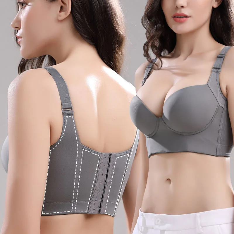 

New Seven Breasted Full Cup Large Size Underwear Women's Wireless Push up Push up Accessory Breast Push up Bra De plus size bra