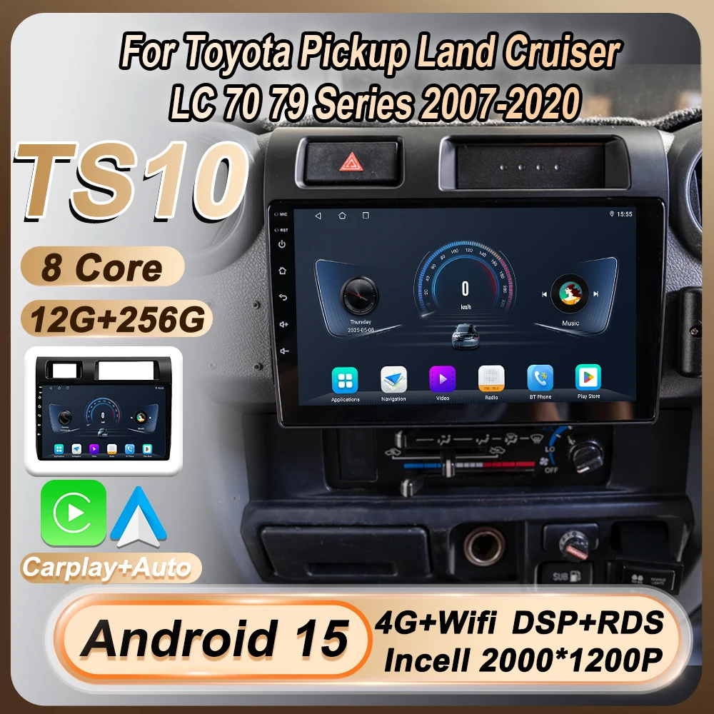 

Stereo For Toyota Pickup Land Cruiser LC 70 79 Series 2007-2020 2 Din Android 15 Car Radio Multimedia Video Player Carplay BT 4G