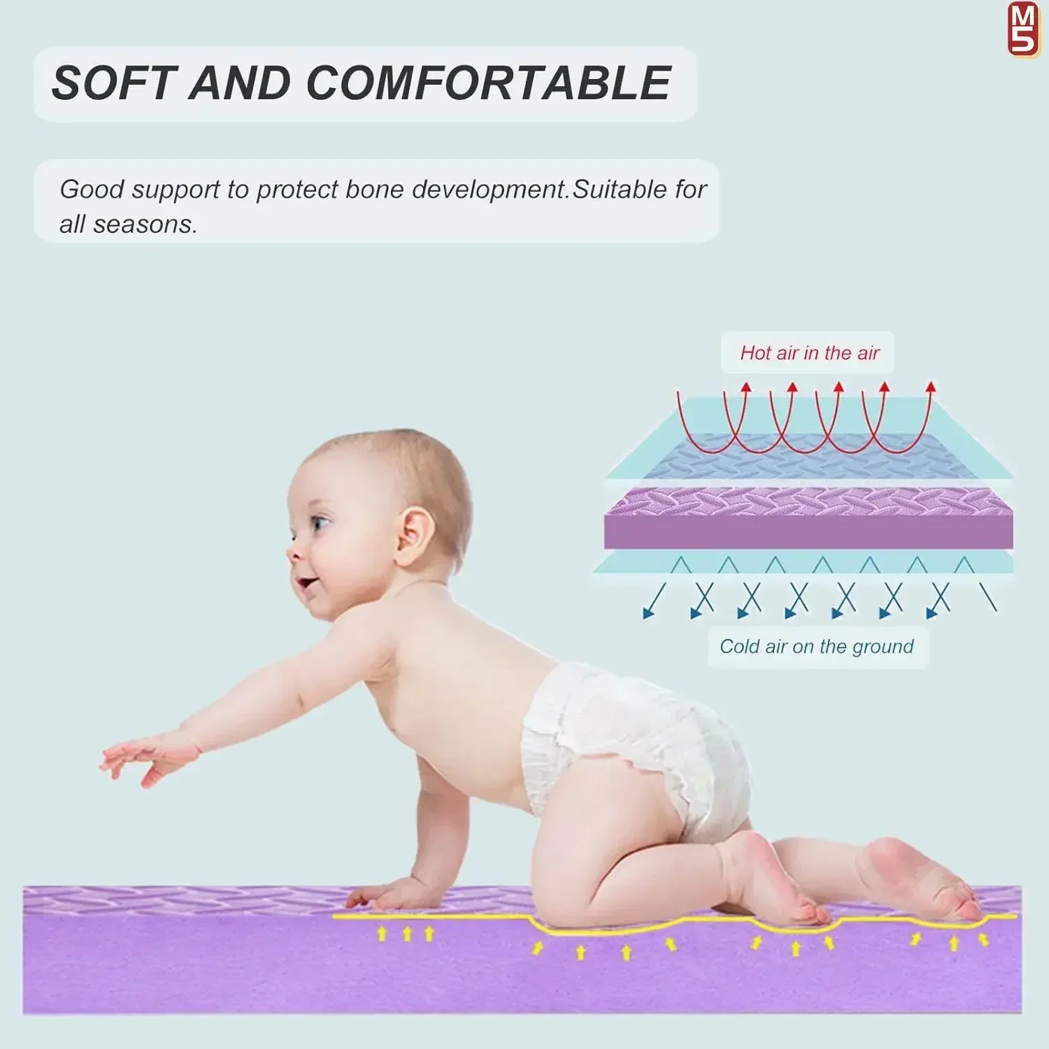 2.5cm/8Pcs Thick Nonslip Baby Crawling Play Mat Soundproof Puzzle Gym Mat for Children\'s Room and Eco-Friendly Puzzle Mat