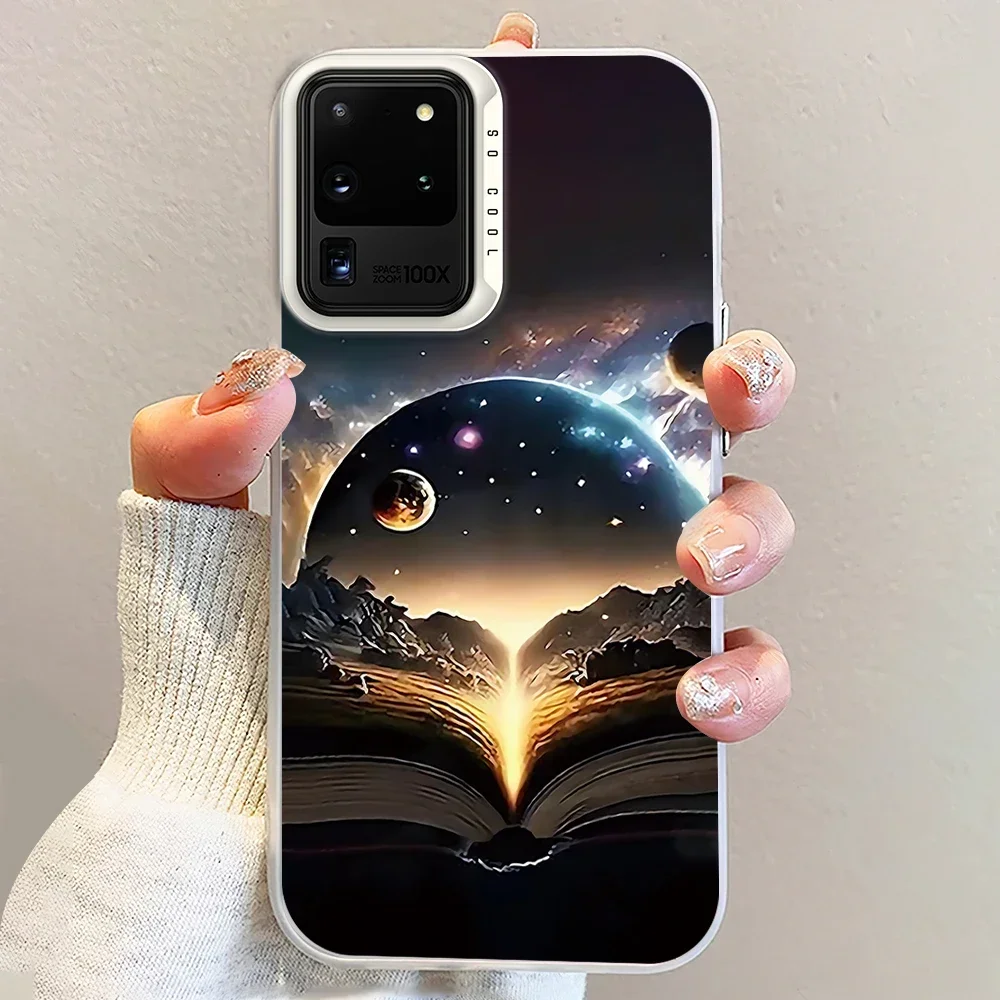 Beautiful Night Dawn Starry Sky Laser Phone Case for Samsung S24 23 22 ULTRA A25 33 32 34 S PLUS IMD Shockproof Silicone Coque