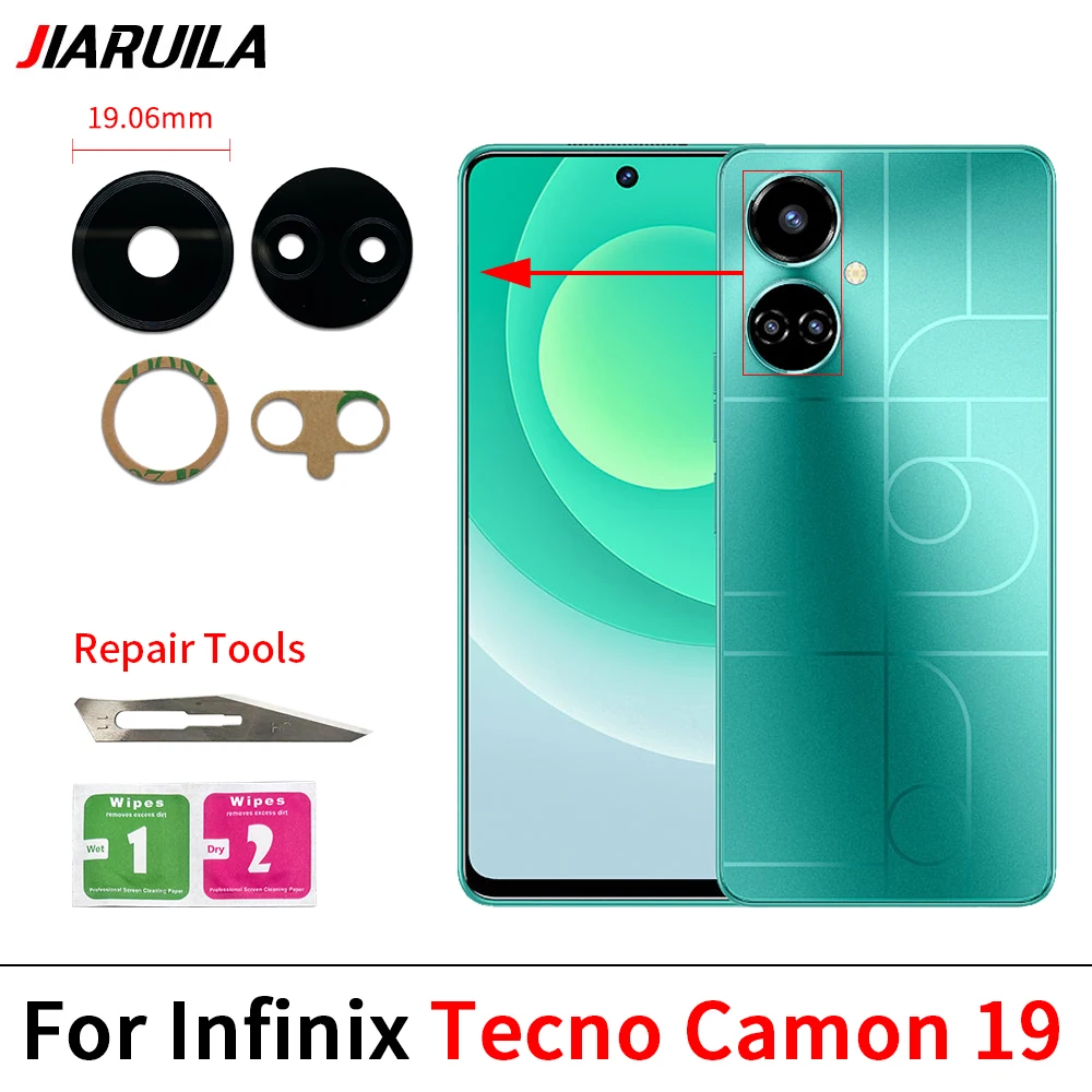 50Pcs，Back Rear Camera Glass Lens With Glue Ahesive For Infinix Camon 19 Pro 20 CK6 20 Premier 5G 18P 17P 18 17 16 15 Pro