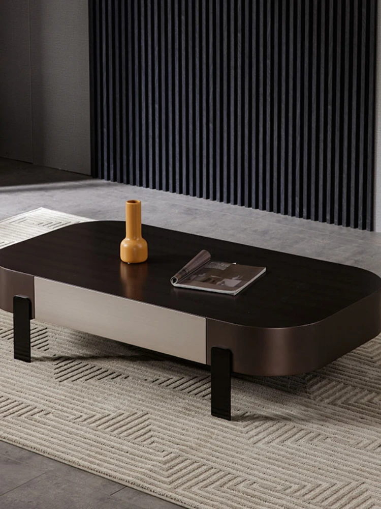 Hxl Coffee Table TV Cabinet Creative and Slightly Luxury Simple Metal Brushed Living Room Square Coffee Table