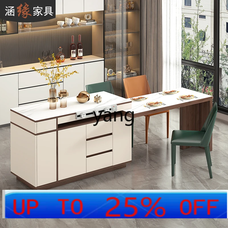 lmm rock slab rotating island table integrated household retractable bar cabinet