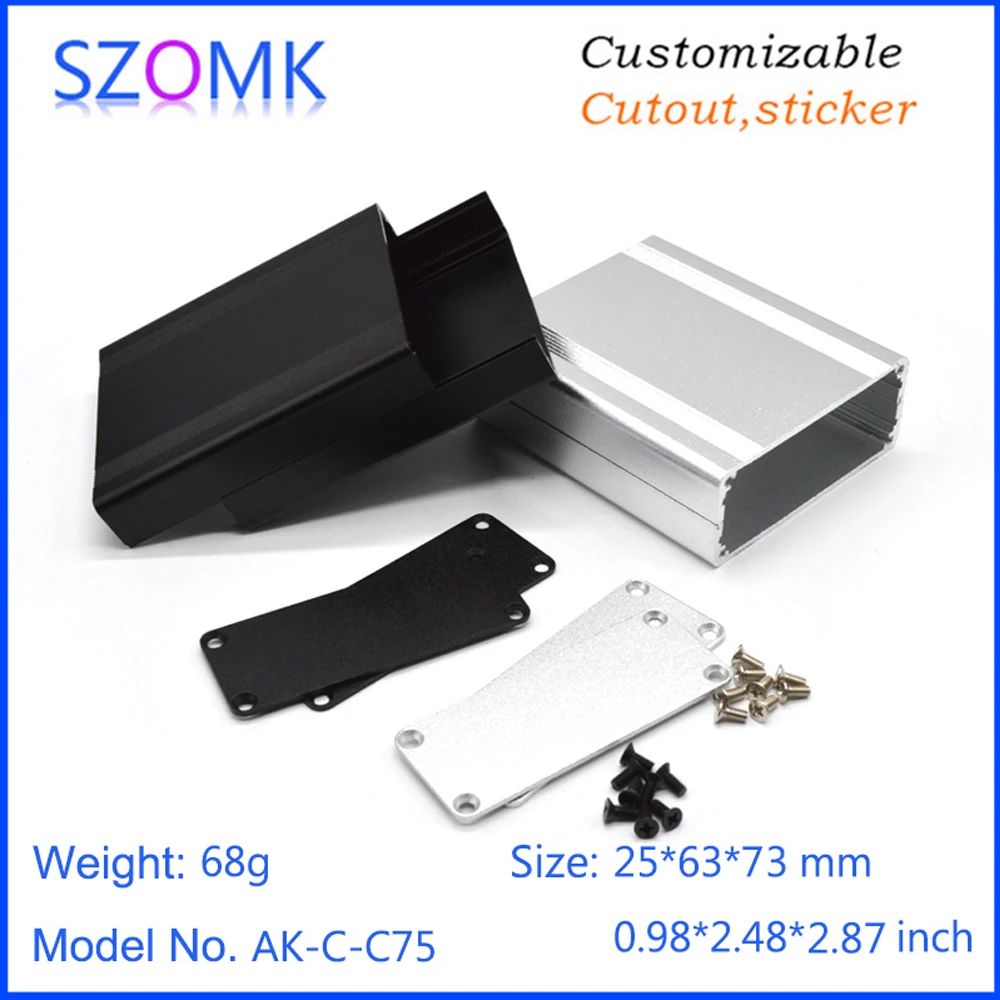 1Pcs 25x63x73mm Szomk Silver Aluminum Box for Electronics Project Aluminum Enclosure for PCB Design GPS Tracker Housing