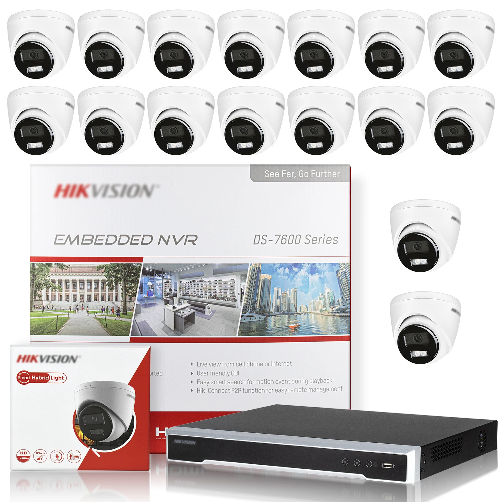Hikvision H.265 8MP Security Camera System 16ch 4K POE NVR Audio Video Surveillance Camera Kit Human Vehicle Detect Perimeter