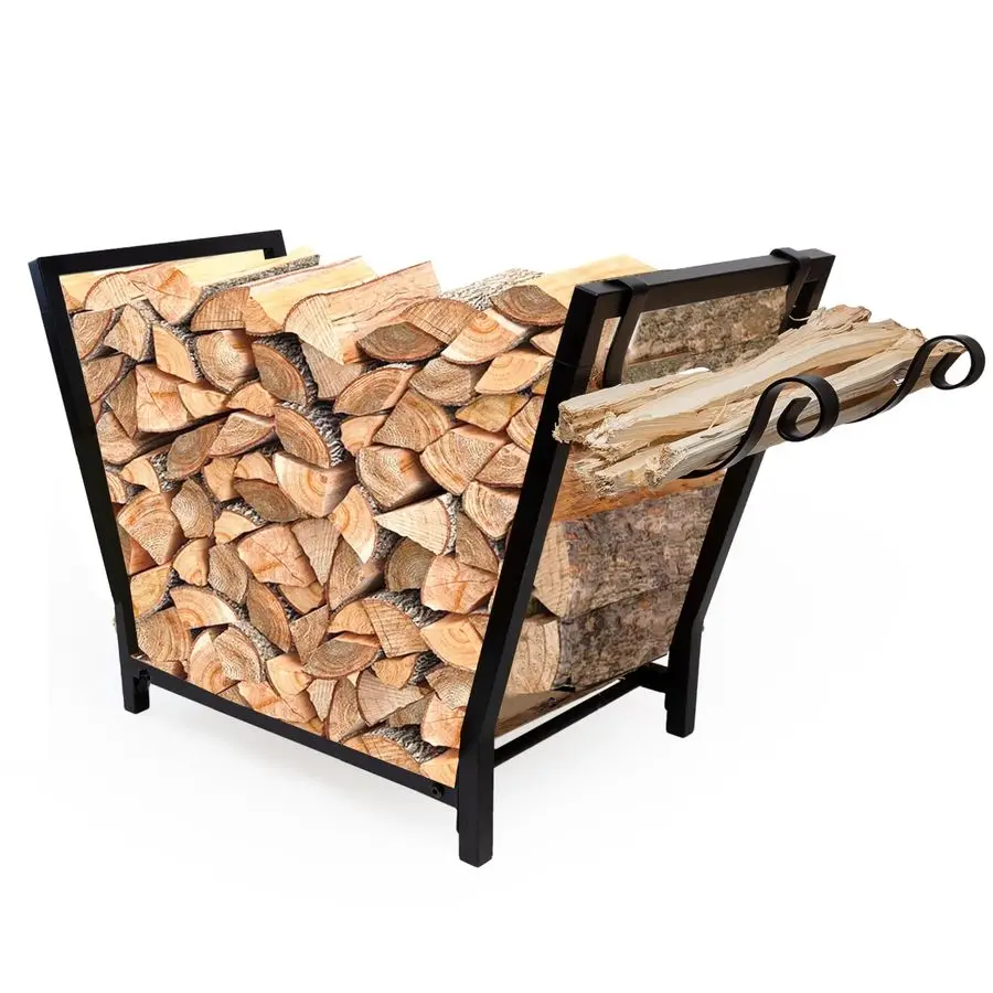 

Стеллаж для хранения дров на открытом воздухе и в помещении с крючками для поджигающих материалов. 25,6 дюйма