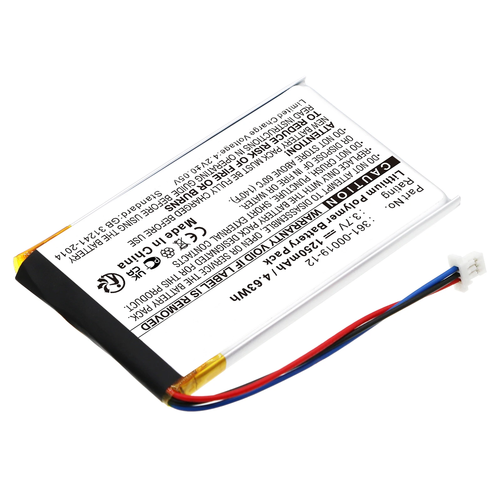 Replacement Battery for Garmin:0361-00019-12,010-00583-00,Edge 605,Edge 705,NUVI 465,Nuvi 750,Nuvi 755,Nuvi 755T,-1250mAh