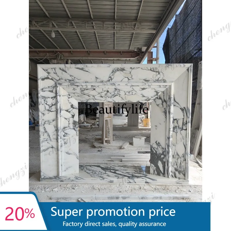 PPP Natural marble fireplace living room French imported white stone fireplace decoration