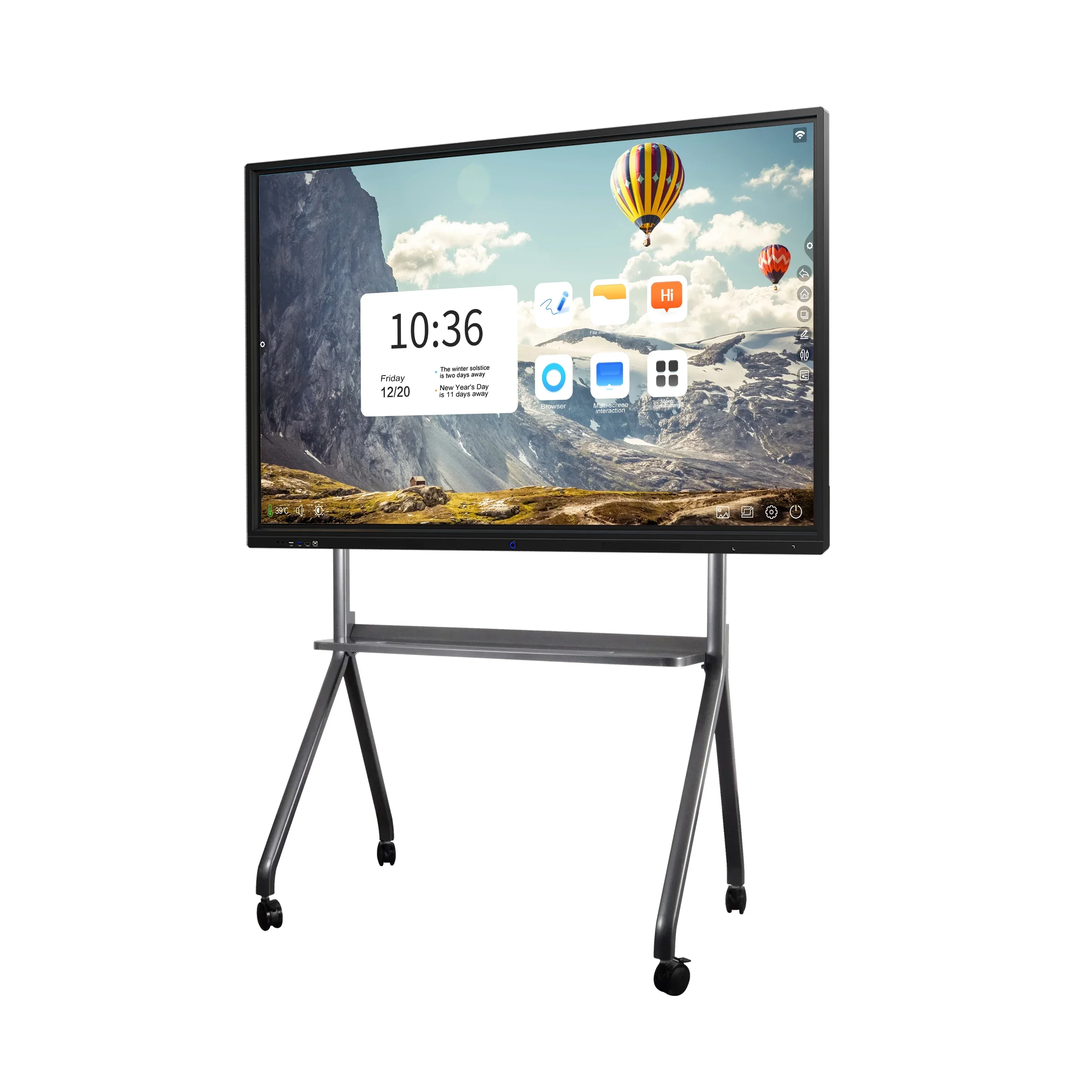 Smart Board With 4K Touch Screen Flat Panel, All Interactive Whiteboard 65 Inch 65 Inch Oled Tv Black And Silver Tv Stand 65inch