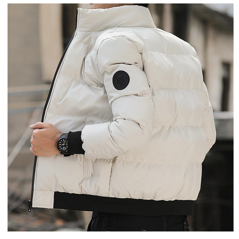 Winter Men Clothing Parka Zipper Cotton-padded Jacket Long Sleeve Warm Windproof Coat Casual Loose Korean Fashion Outerwear New