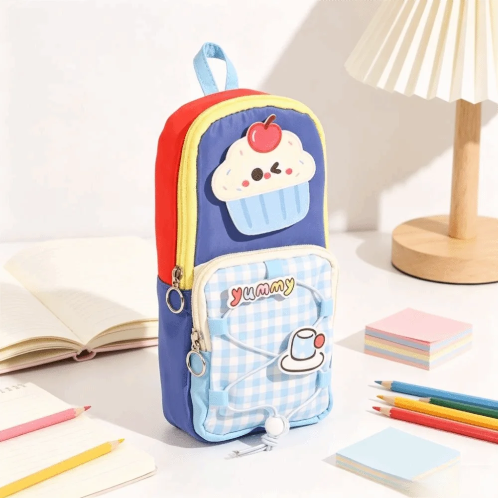 Vintage Large Capacity Pencil Case Color-Blocked High Appearance Level Stationery Bag Simple Design Cute Pencil Box Schoolbag