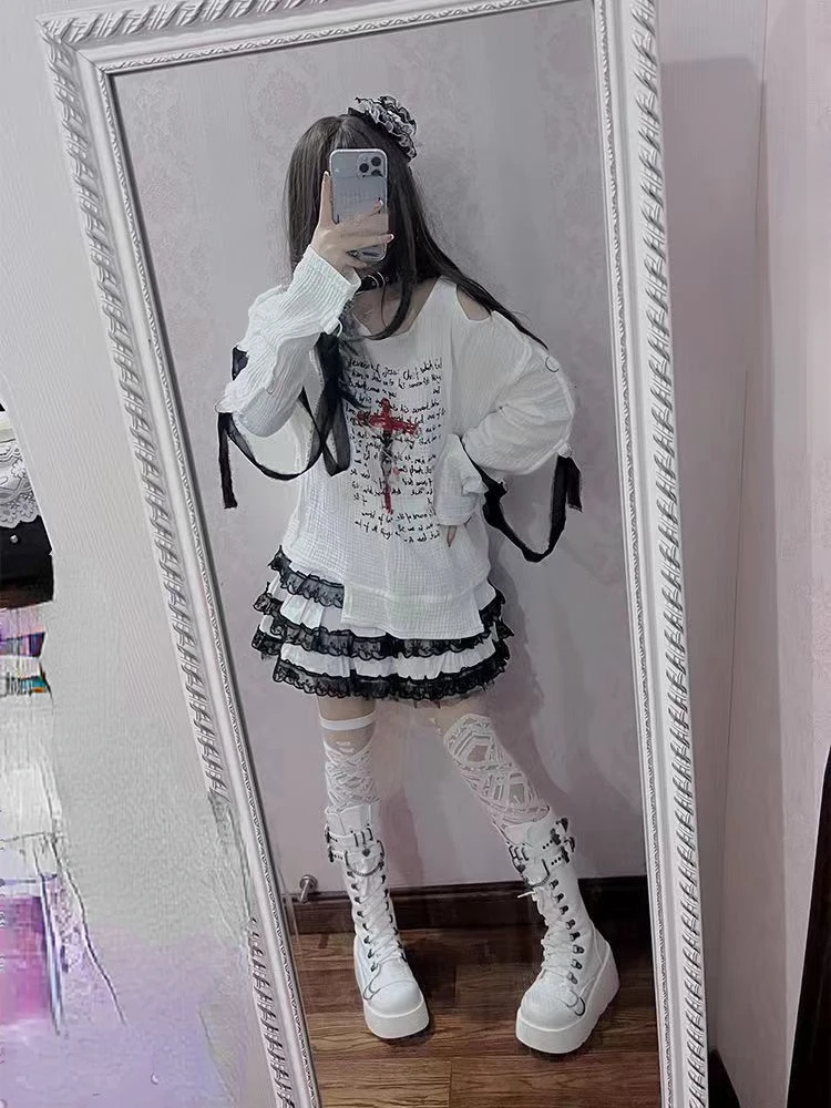 Sommer Japanische Kawaii Lolita Faltenröcke Frauen Süße Spitze Patchwork Kuchen Rock Y2k Ästhetische Nette Faldas Mujer Moda 2025