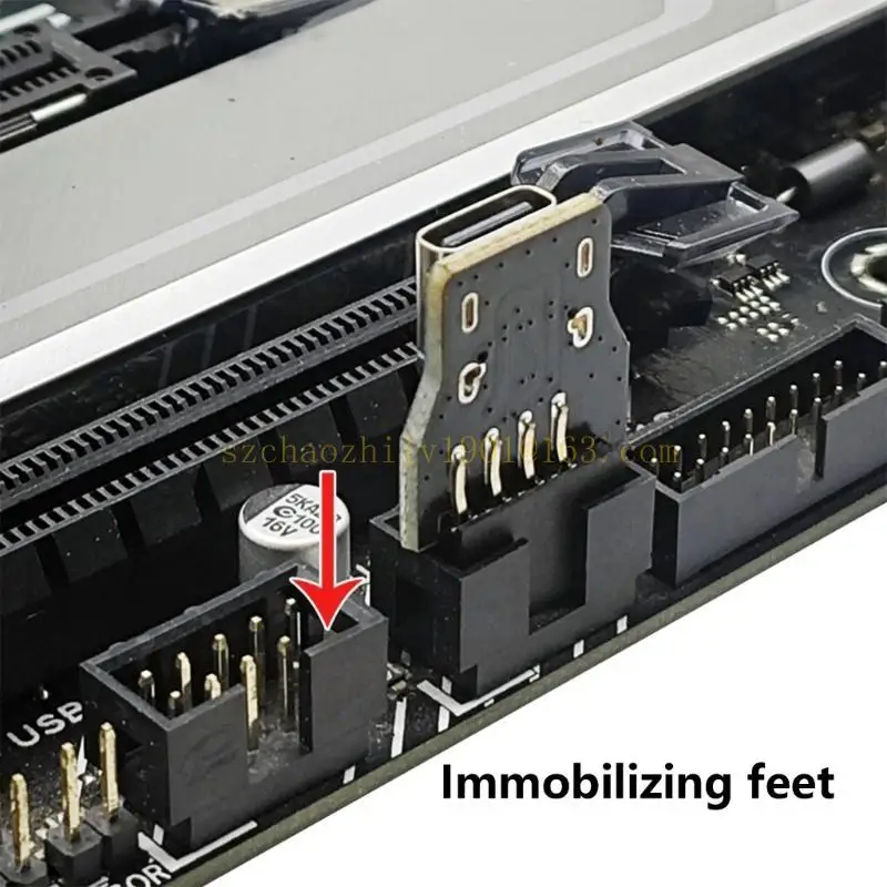 62KA USB 2.0 9PIN 수컷에서 USB C 전면 소켓 메인 보드 헤더 확장 어댑터