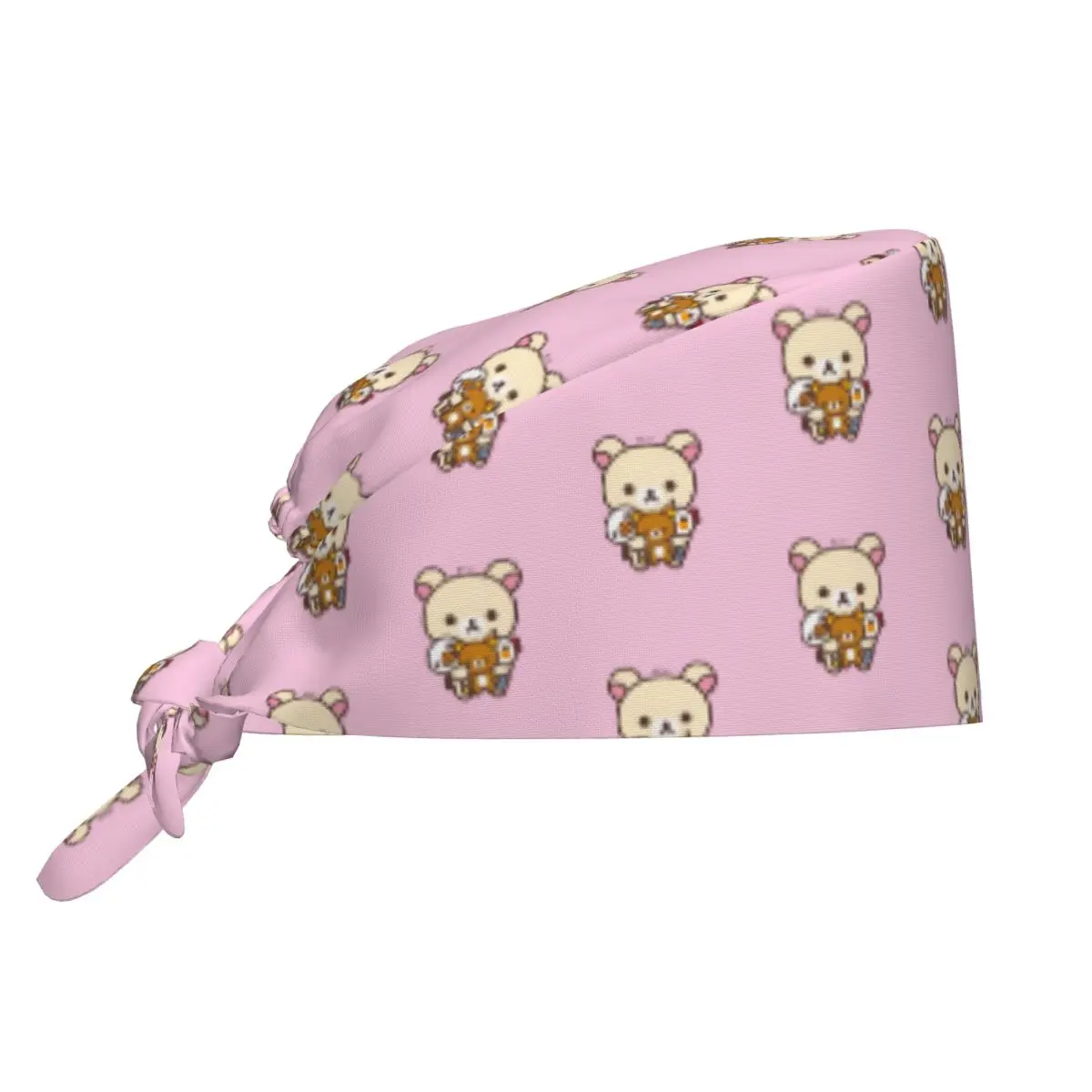 

Рабочая шапочка Rilakkuma на заказ, удобная унисекс, милая шапочка-скраб с медведем, хирургическая шапка, шапка для медсестры, шапка для стоматолога