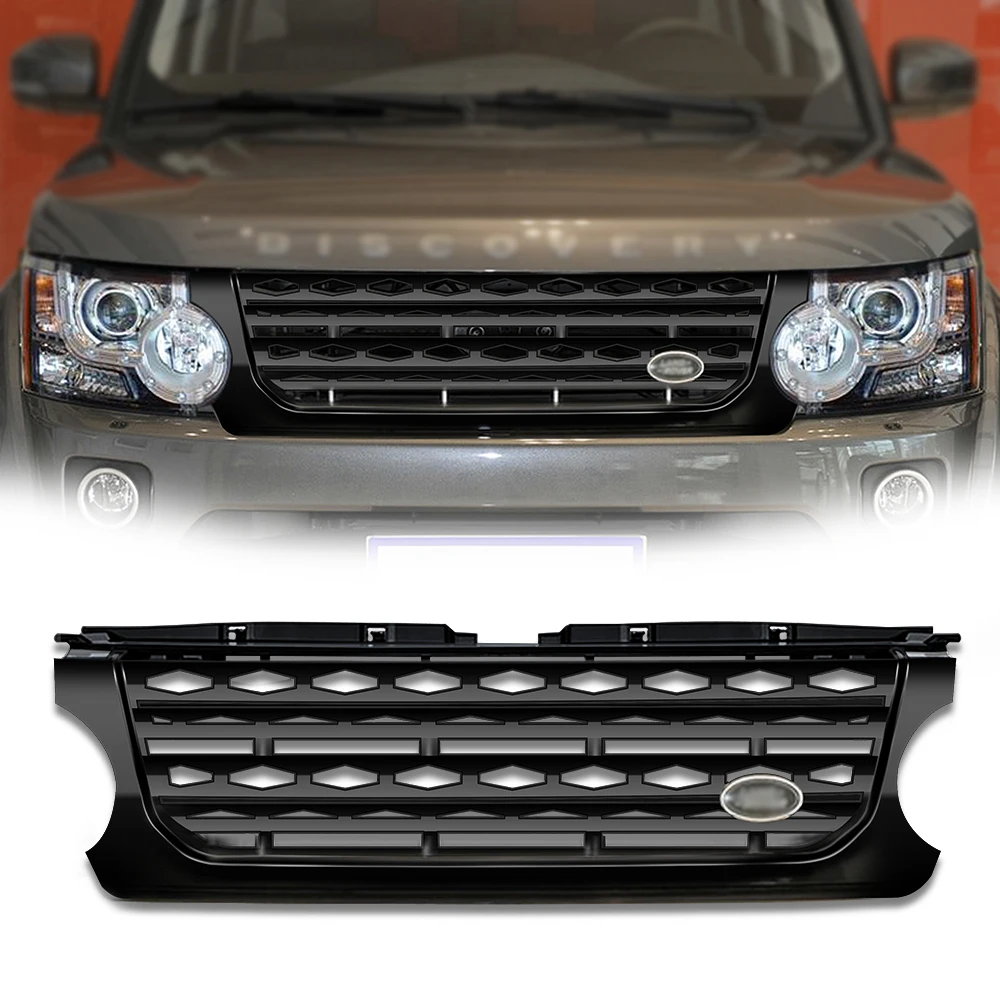 

Car Front Grille Bumper Honey Comb Mesh Racing Grill For 2014 2015 2016 Land Rover LR4 Discovery 4 Glossy Black ABS