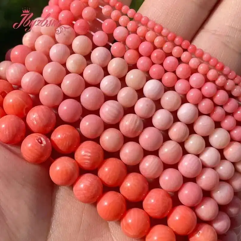 2/3/4/6/8mm Natural Coral Pink Round Stone Beads For Necklace Bracelets Jewelry Making Spacer Strand 15 Inches DIY Loose Beads