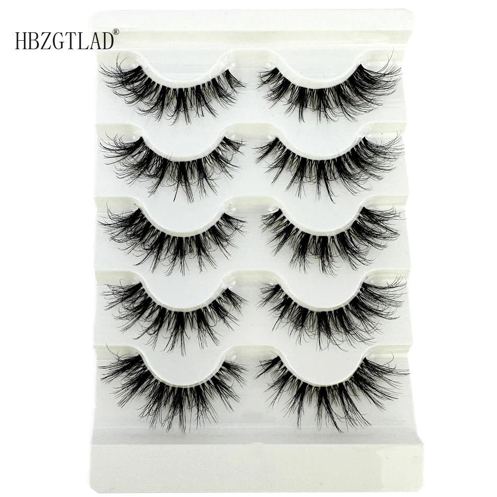 NEW 5pairs Mink Eyelashes Clear Band EyeLashes Crisscross Transparent Band False Eyelashes Handmade Dramatic Lashes Upper Lash