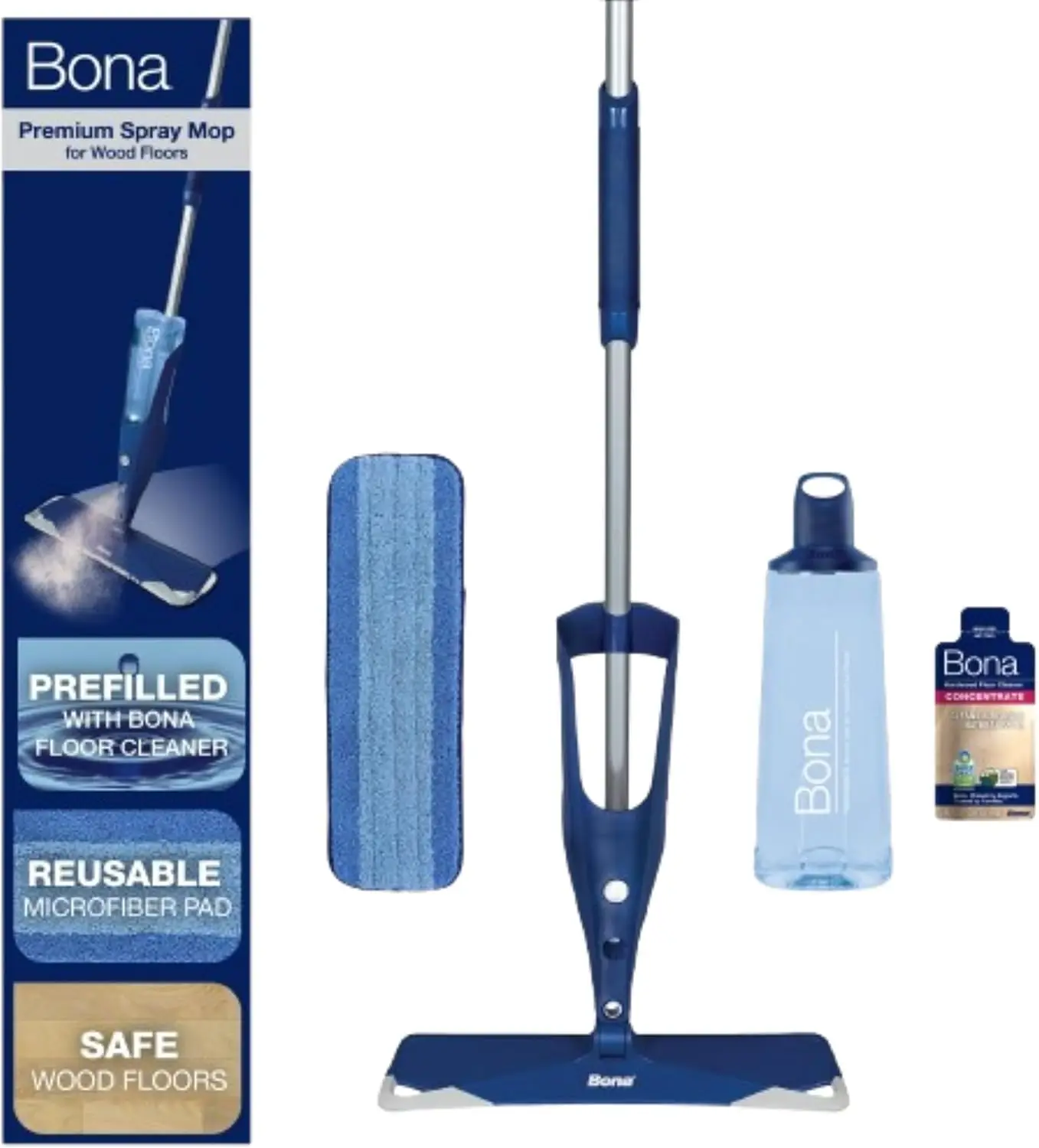 

Premium Spray Mop for Hardwood Floors - Dual Zone Cleaning with Washable Microfiber Pad and Wood Floor Cleaner