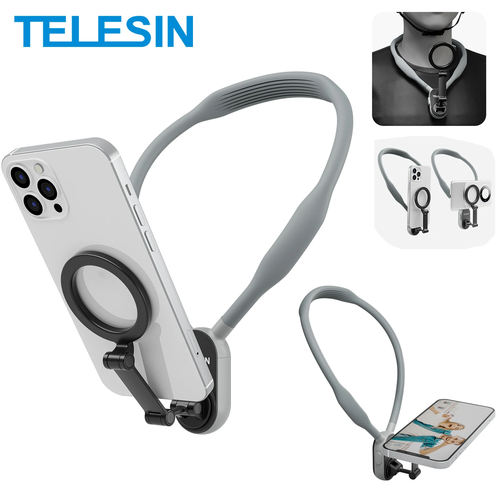 TELESIN Quick Release Magnetic Neck Mount Hold for Iphone 15 14 13 12 11 10 SAMSUNG HUAWEI XIAOMI Smart Phone Accessories