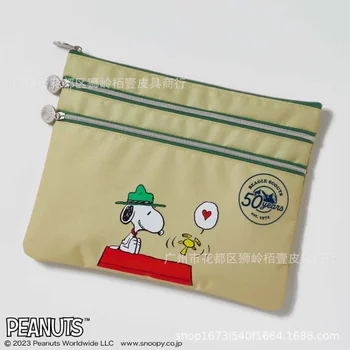 Neue Cartoon Nette Snoopy Große-kapazität Kupplung Geldbörse Student ID Test Papier Tasche Multi-schicht ID Lagerung tasche