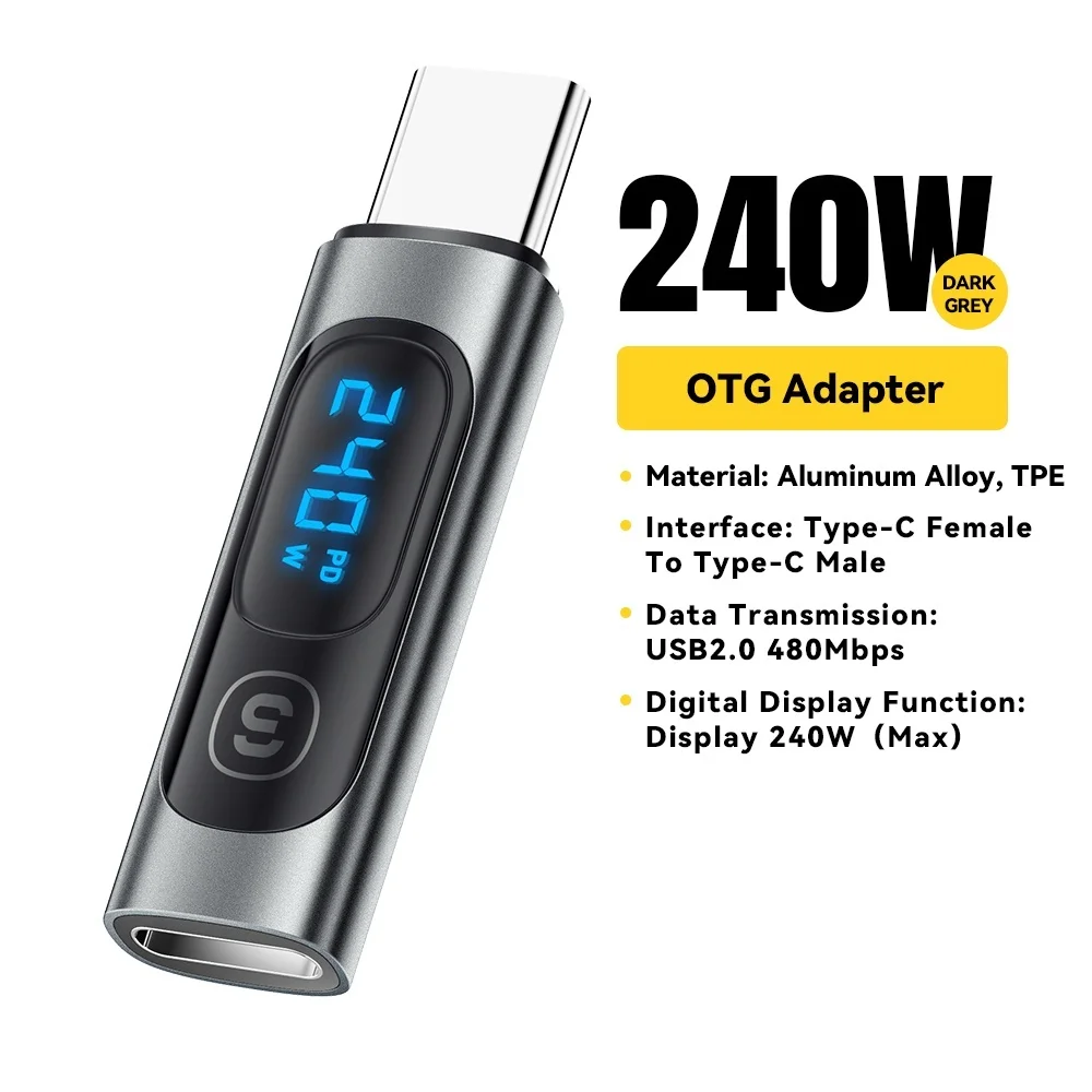 

240w Otg C-type Male To C-type Female Adapter Converter Suitable For Smartphones Tablets Fast Charging Usb C-type Connectors New
