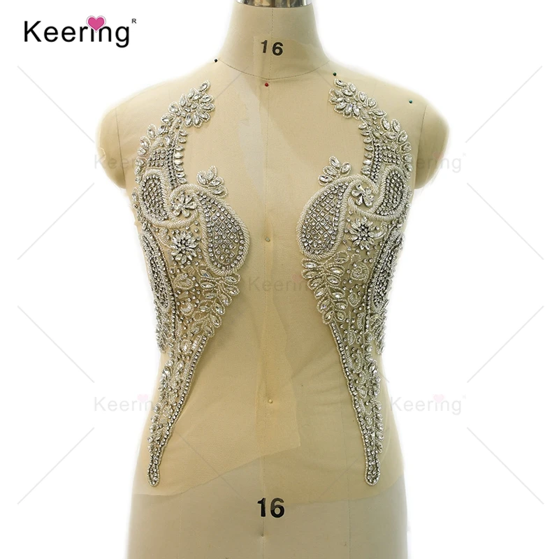 Imagem -06 - Keering Prata Cristal Corpo Nupcial Applique Patch Costura Strass Hot Wdp421