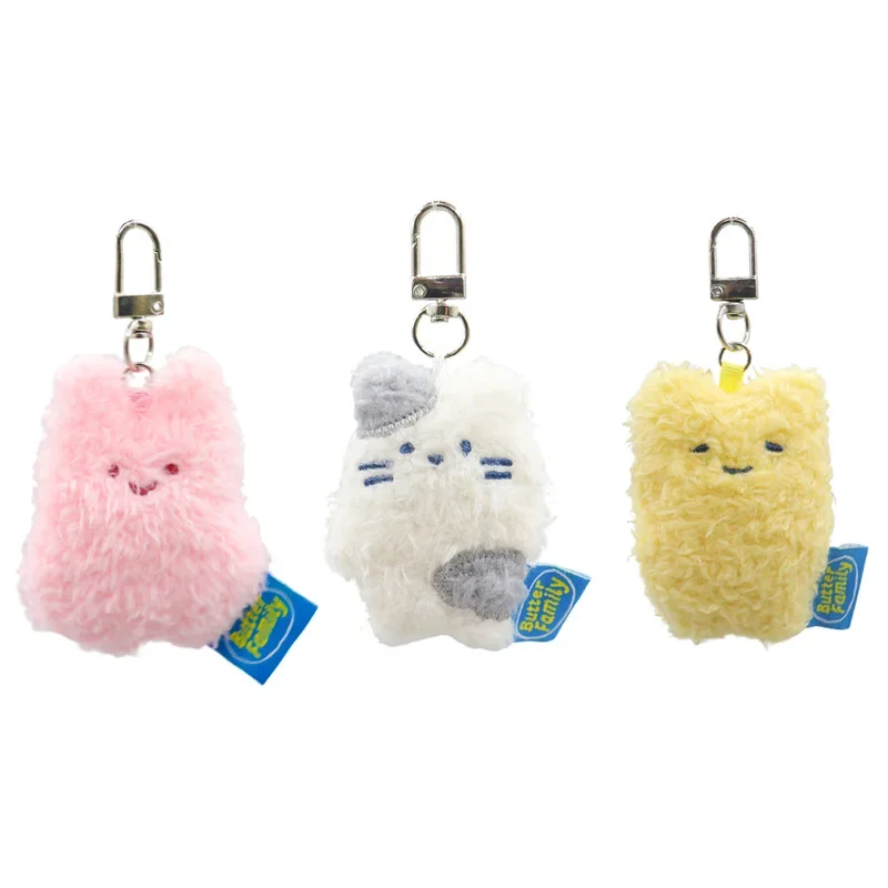 5cm New MINISO Healing and Cute Milk Rabbit Mr. Butter Strawberry Rabbit Backpack Pendant Plush Doll Decorative Kids Gifts Toys