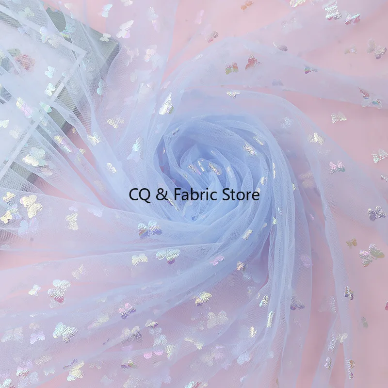 2 meter Colorful Bow pattern Mesh tulle Fabric For Children's Clothing Dress Puffy Skirt Fabric Designer Fabric