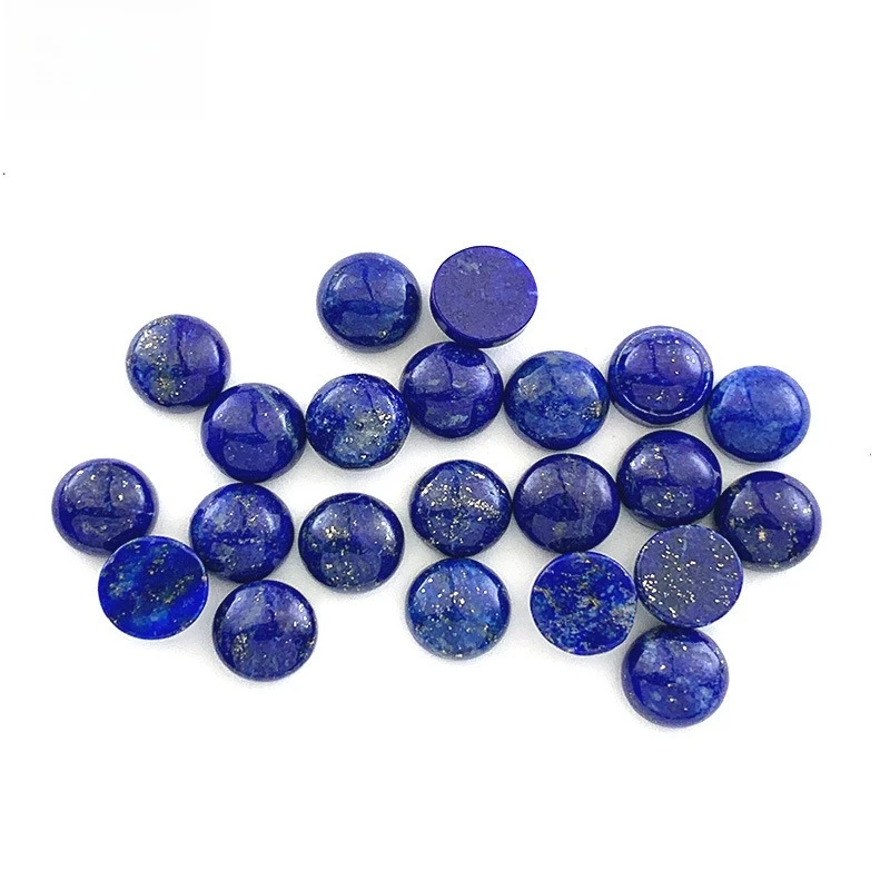 

Natural Lapis Lazuli Ring Surface Plain Surface Flat Bottom Oval Round 6mm Jewelry Inlaid with Loose Stone