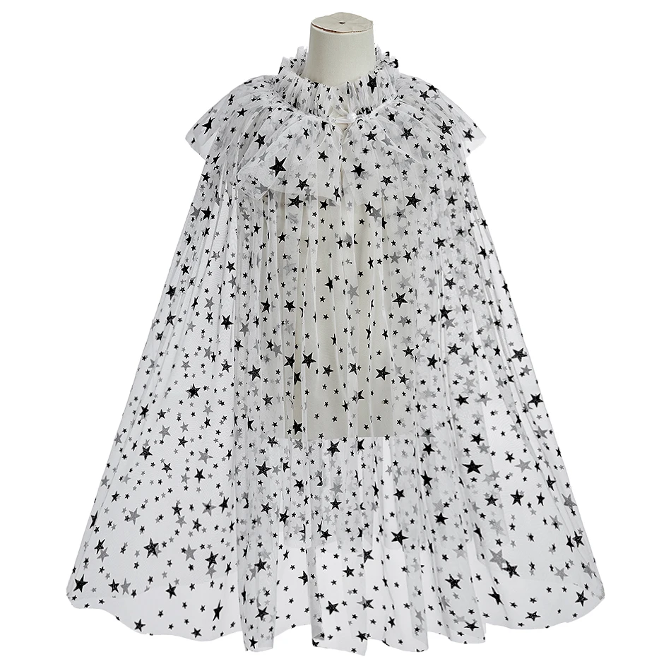 

Новое детское платье-накидка для девочек на Рождество и Хэллоуин 2026 года, летнее, с милым принтом звезд, для принцесс
