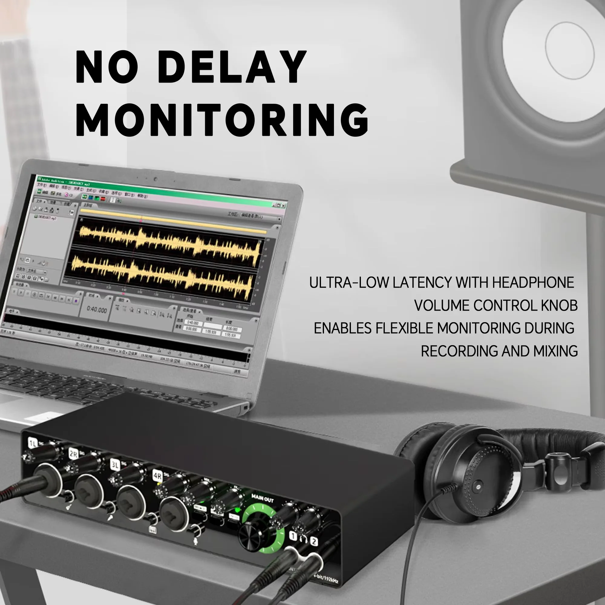 GAX-MD44 4채널 오디오 인터페이스 전문 녹음 마이크 사운드 카드 밴드 더빙 라이브 스트리밍 장비