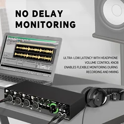 GAX-MD44 Hot Selling MD44 4 Input and 2 output 24Bit 192Hkz Audio Interface And USB Sound Card For Studio Live Recording