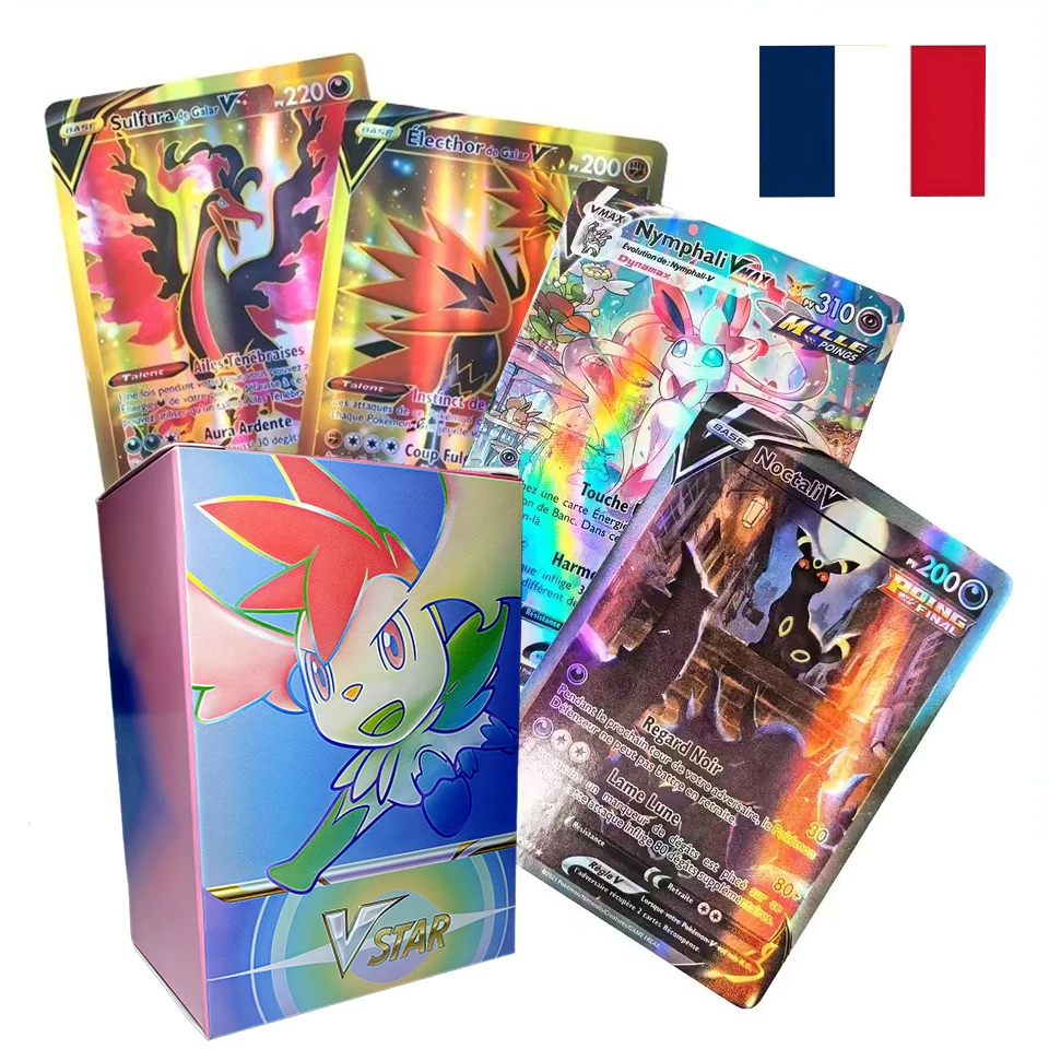 55-180 cartes Pokémon en français avec les personnages Charizard, Arceus, Vstar, Vmax, GX, MEGA, V-union, collection de cartes de jeu Pokémon pour enfants, cadeau