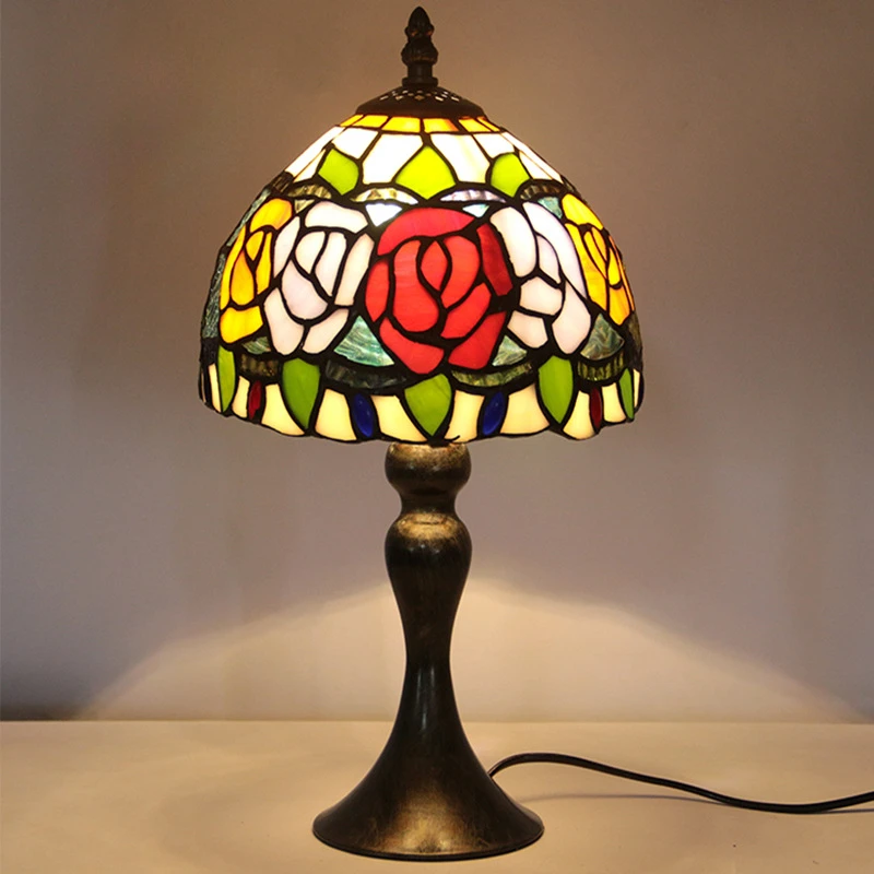 Imagem -03 - Vintage Stained Glass Shade Lamp Tiffany Desk Lamp Polegadas 20cm