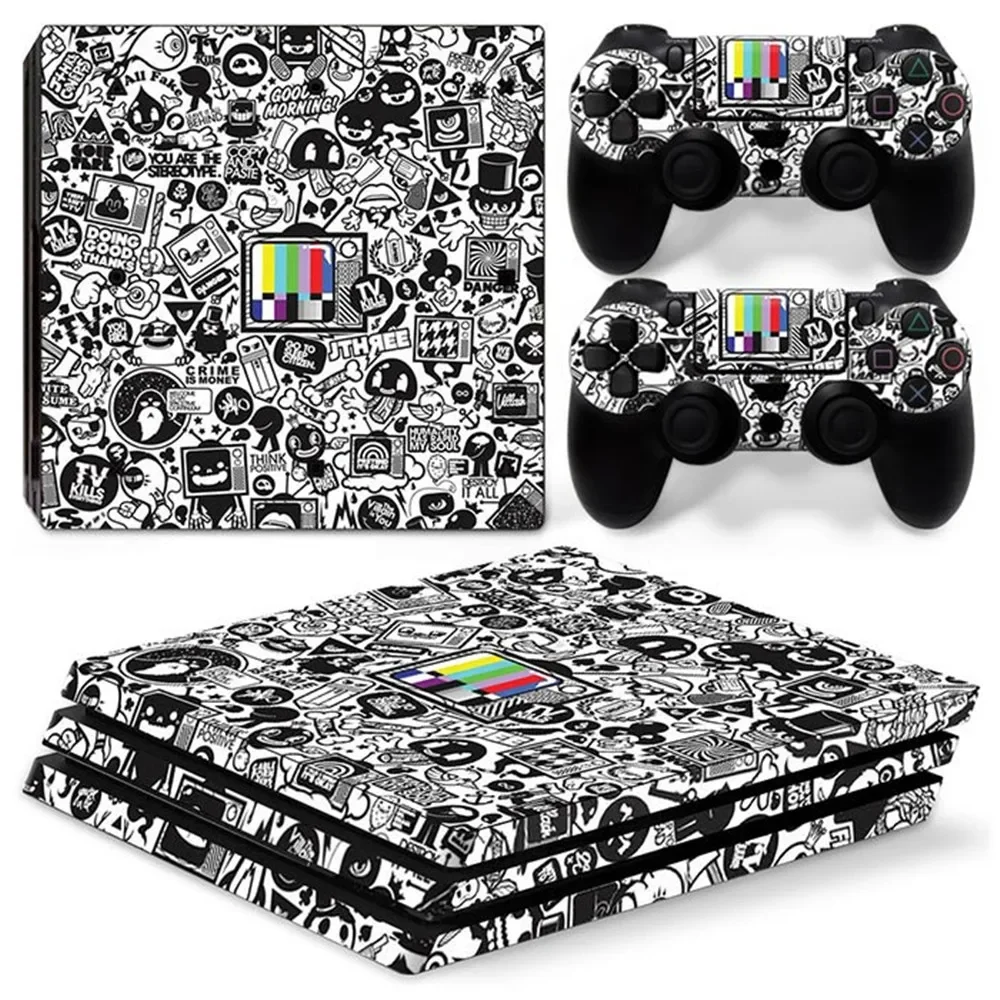 Capa de decalque adesivo de pele de vinil para corpo inteiro para console PS4 Pro e 2 peças de skins de controlador