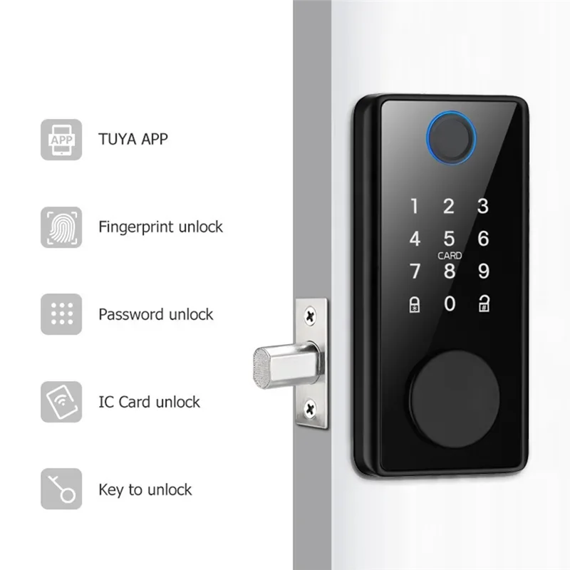 Electronic Door Lock For Tuya Lock With Deadbolt Lock Fingerprint Lock Keyless Entry With Smartlife App Remote Unlock-AB01
