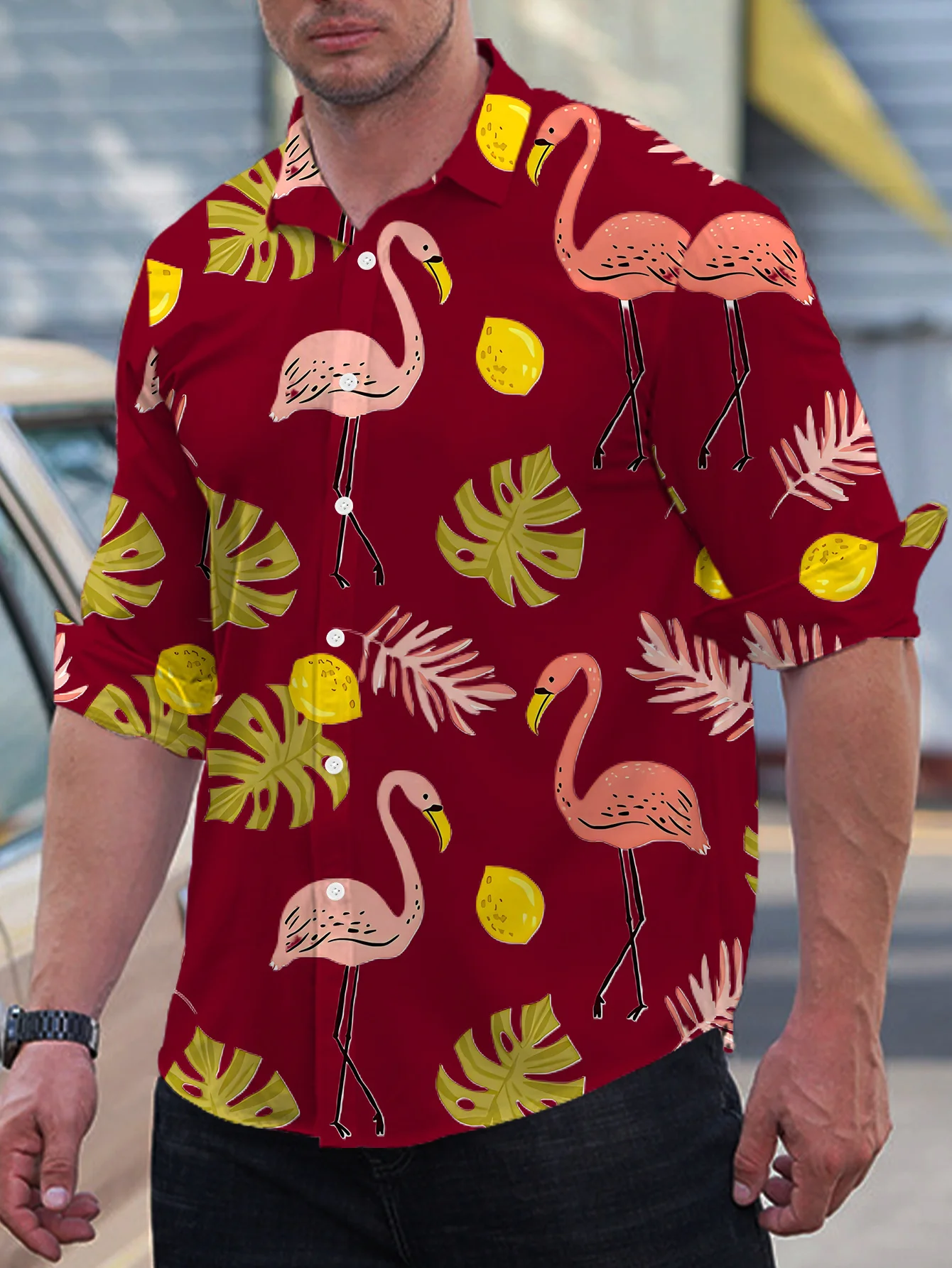 

Fashion 2025 trendy pattern casual men's plus size elegant floral print shirt - Must-have casual and fashionable button-st long