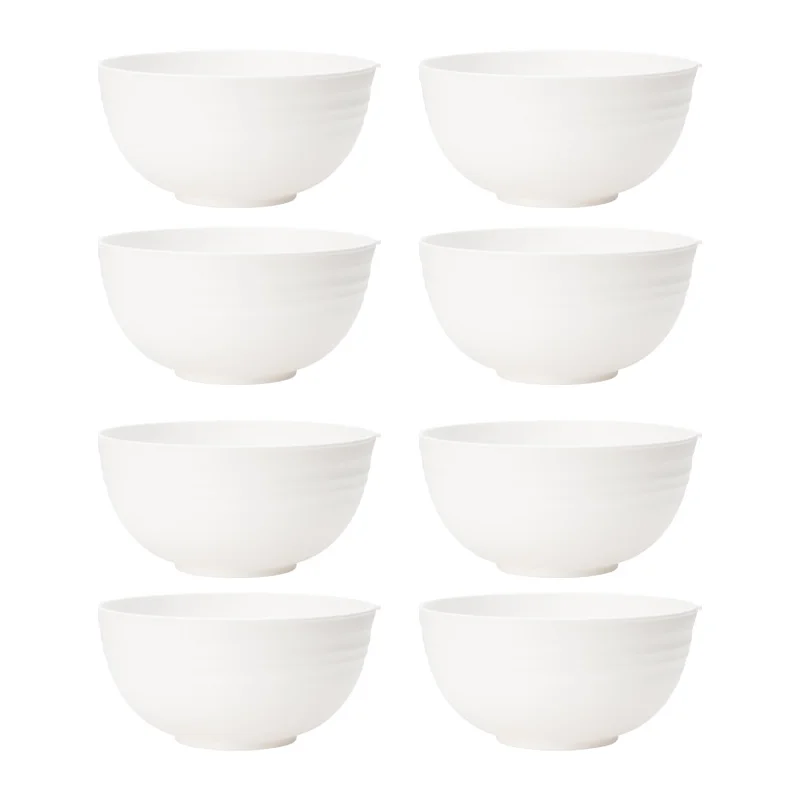 4/6/8pcs White serving bowl Reusable plastic cutlery for dessert snacks Easy to carry camping serving bowls when going out