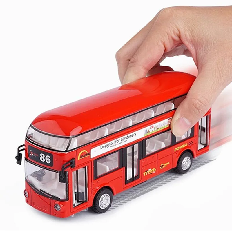 Diecast London Bus Double Decker Bus Light & Music Open Door Design Metal Alloy Bus Design For Londoners Toys For Children