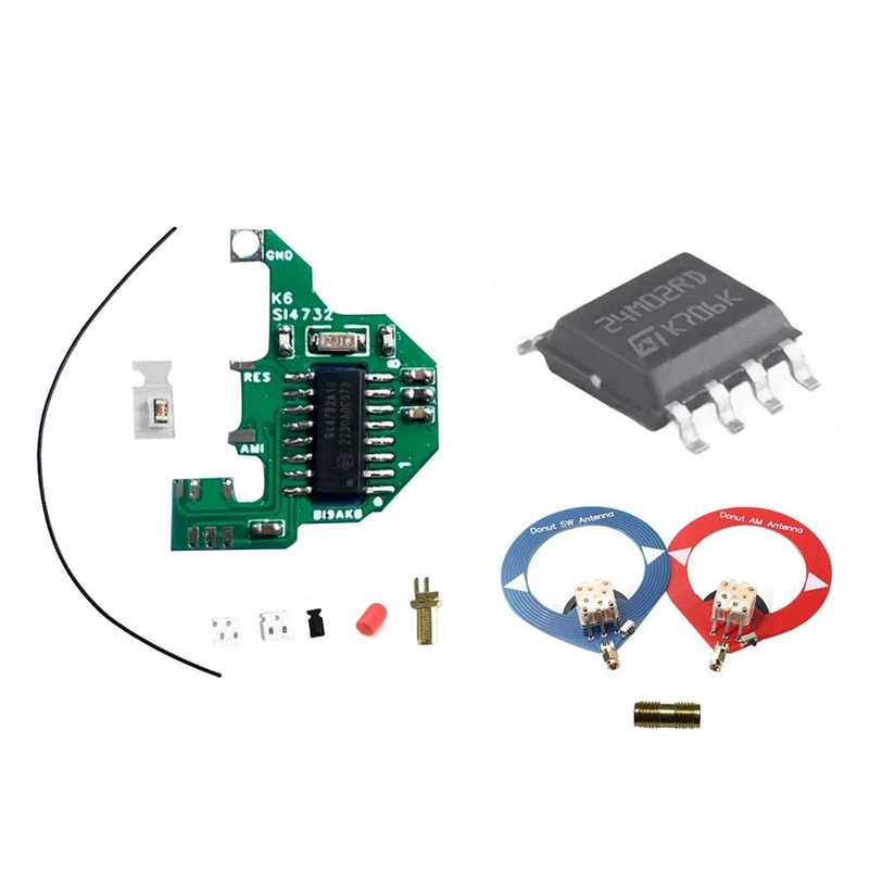 FULL-SI4732 Module And Crystal Oscillator+2M Expansion Chip+2Xdonut Antenna FPC For Quansheng UVK5/K6 Dual Antenna Solution