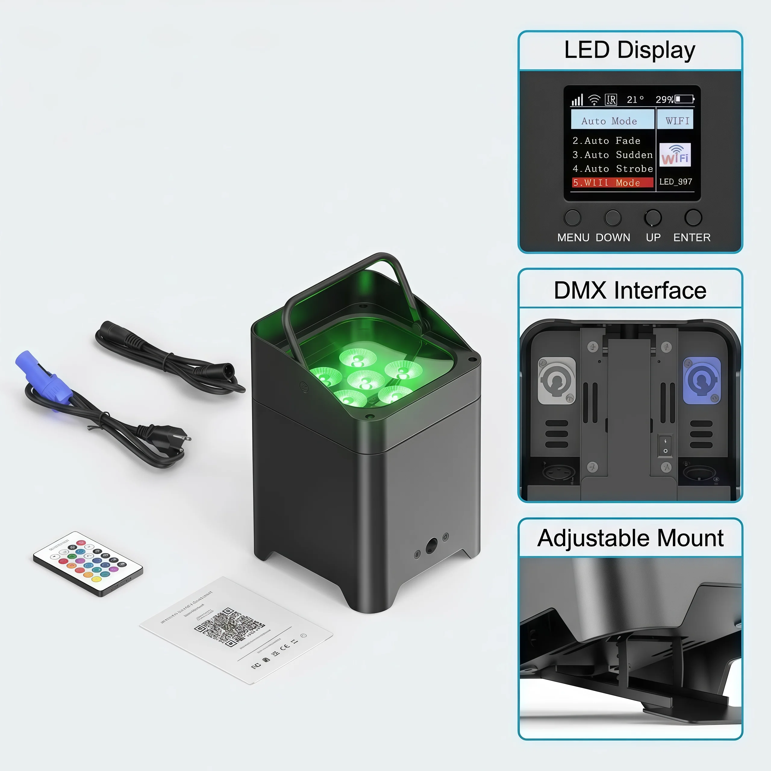 6x18w Battery Par Light 6in1RGBAW+UV Wireless Remote Dj Par Control Wifi Battery for KTV Party Bar Wedding Party