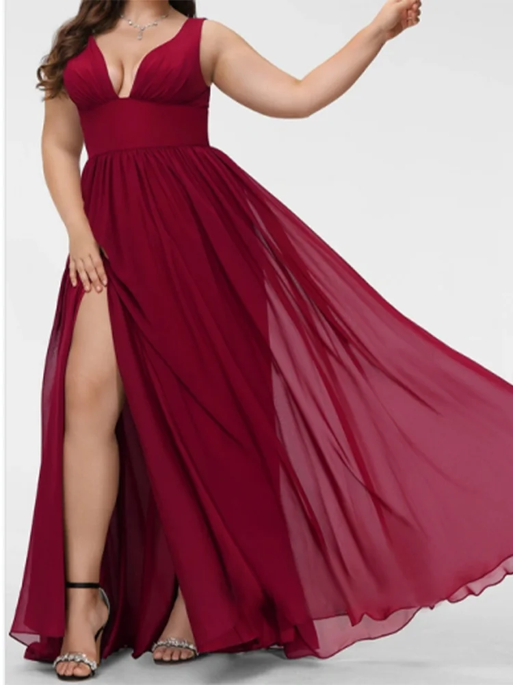 

Plus Size Classic Mother of the Bride Dresses A-Line V-neck Waistband Chiffon Dress Party Evening Dress Vestidos para mujer 2024