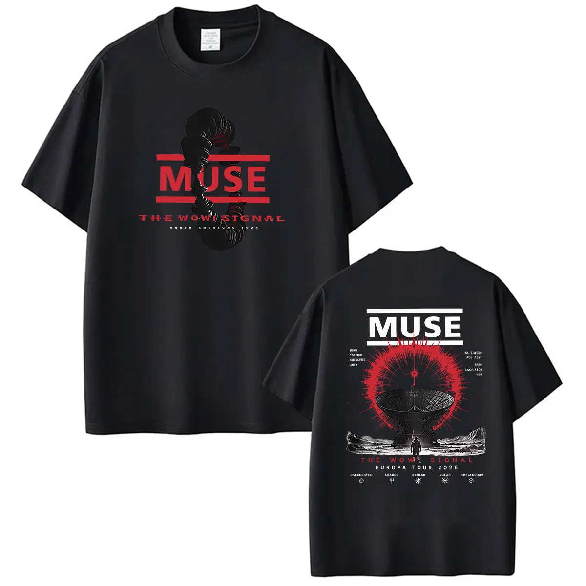MUSE The Wow! Signal Europa Tour 2026 T Shirt Men's Rock Band Hip Hop Punk Clothing T-shirts Vintage Cotton Short Sleeve Tee