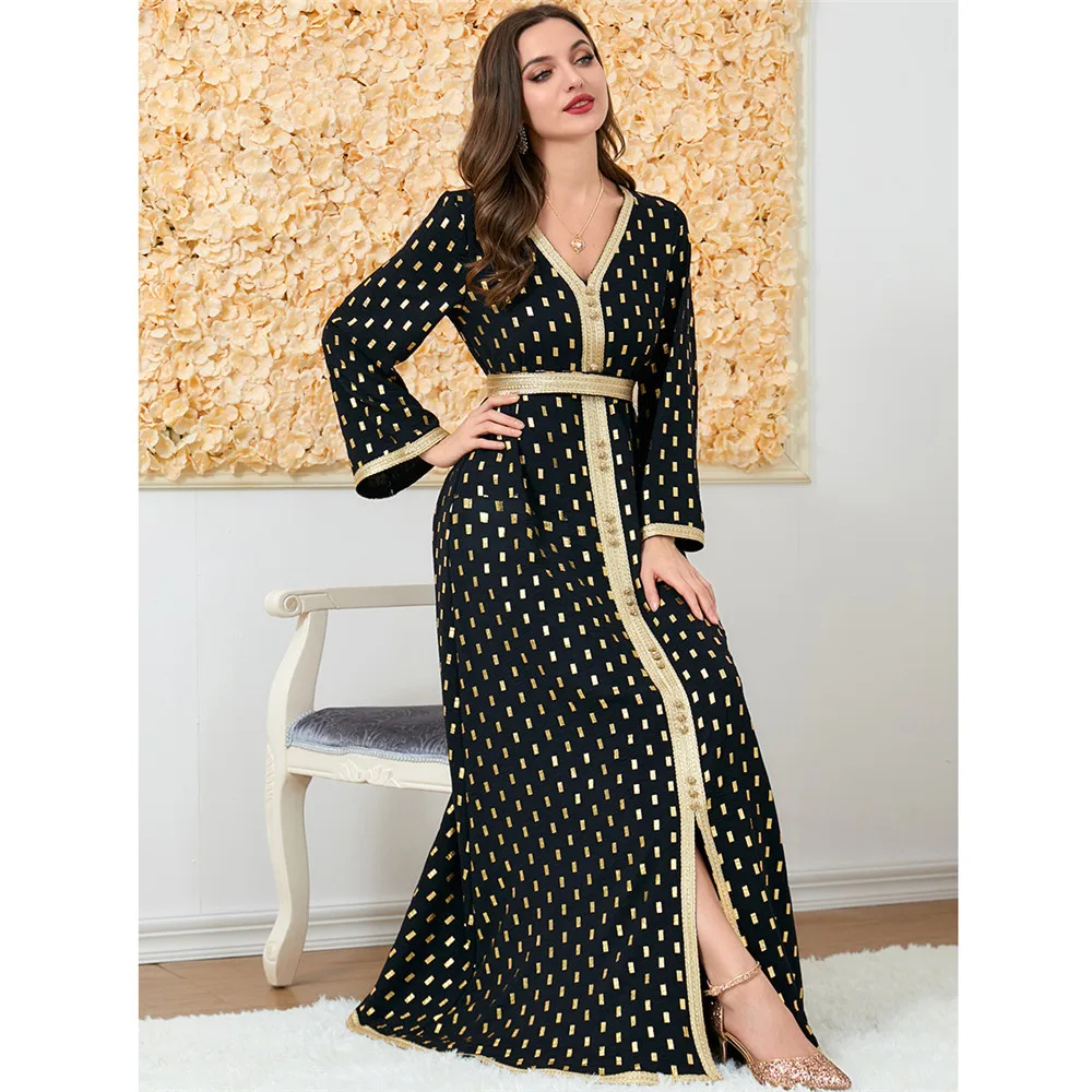 Eid Mubarak Djellaba Abaya Dubai Turkey Kaftan Women Muslim Maxi Dress Moroccan Caftan Islamic Jalabiya Arabic Robe Evening Gown