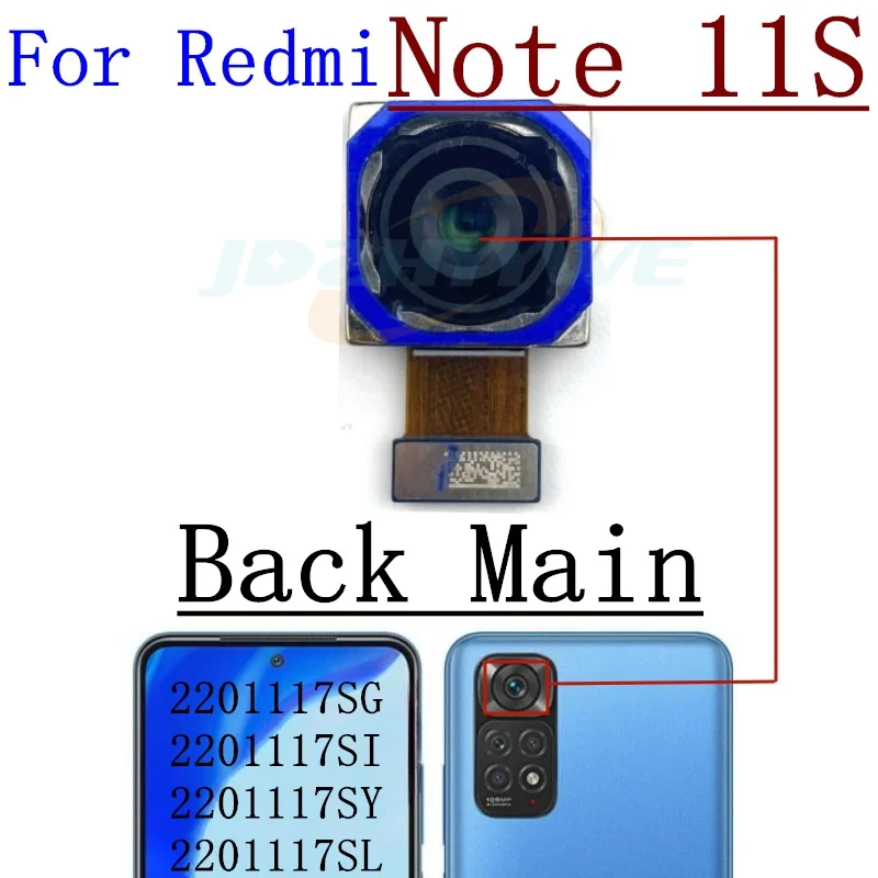 Fotocamera anteriore posteriore per Xiaomi Redmi Note 11S 108MP posteriore Selfie frontale frontale frontale modulo fotocamera posteriore cavo flessibile Note11S