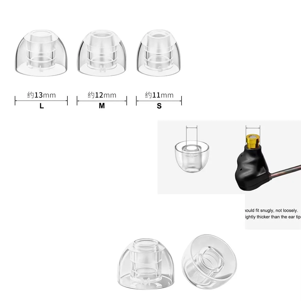 for Wired in-Ear Earphones Replacement Eartips Clear Liquid Silicone 4.5mm Nozzle L M S Sizes Soft Comfortable Ear Tips 6Pcs