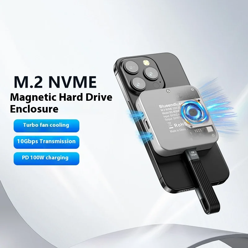 M.2 NVMe Type-c Phone Magnetic SSD Enclosure with 10 Gbps 2T  for IPhone Tablet Compatible Model NVME Both 2230and2242 SSD Dock