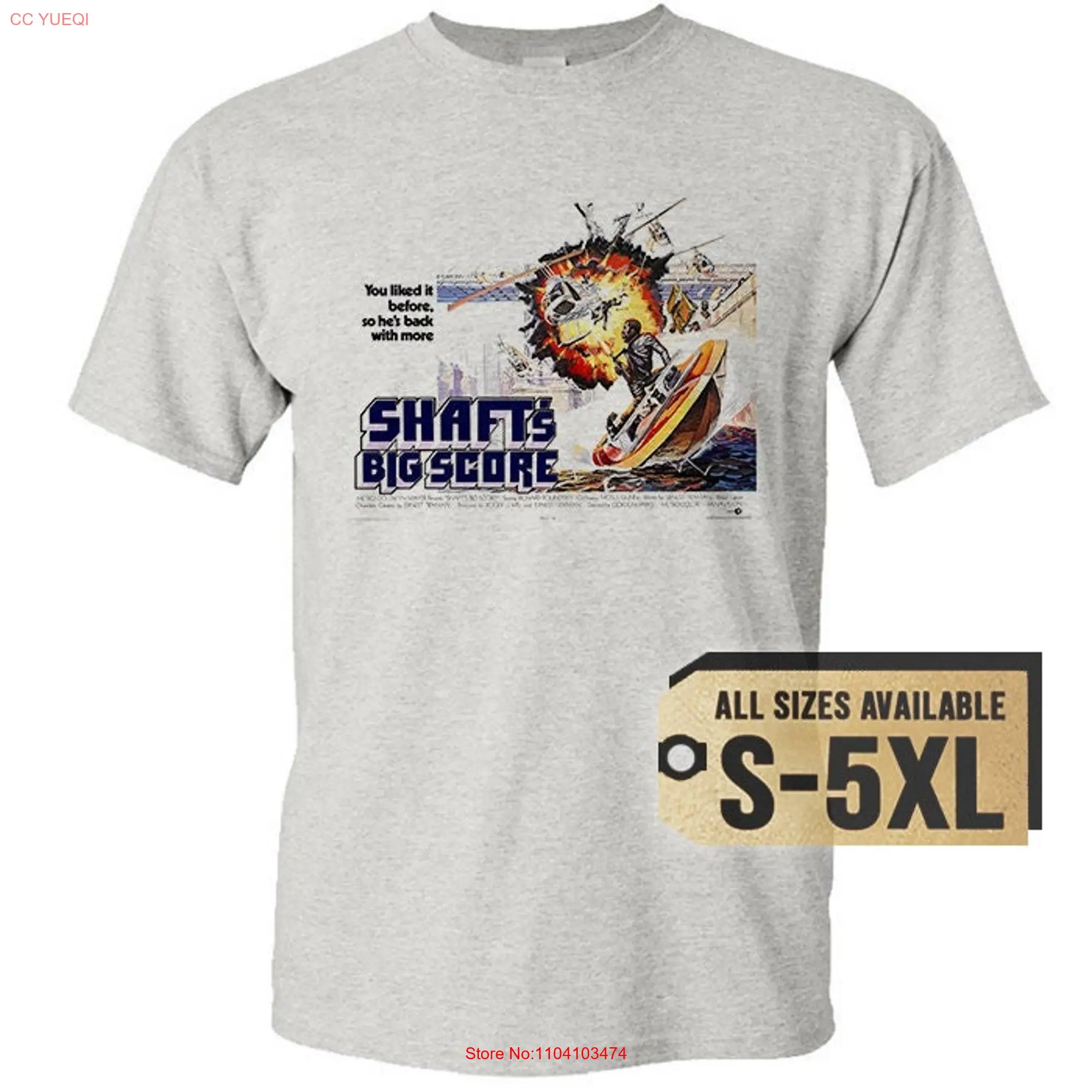 Shaft's Big Score V4 Natural White Gray Vintage Men T Shirt all sizes S 5XL Film long or short sleeves