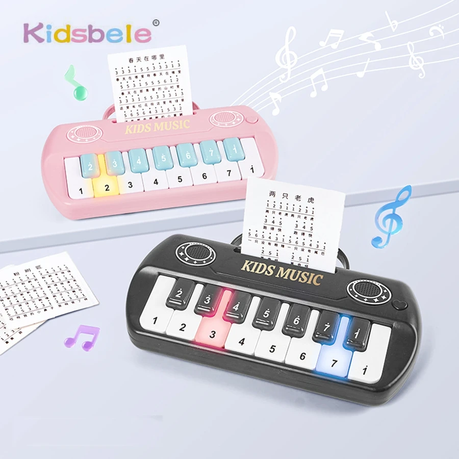 Multi-functional 15 Keys with Handle Kids Minitial Electronic Piano Portable Musical Instrument Toy with Music Score Learning Gi
