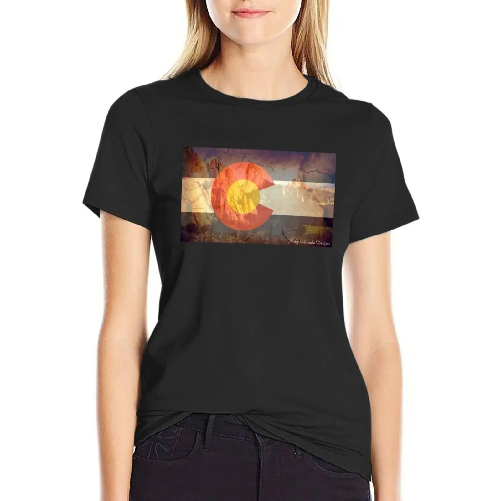 

Garden of the Gods CO flag T-Shirt cute clothes oversized korean fashion cotton t shirts Women